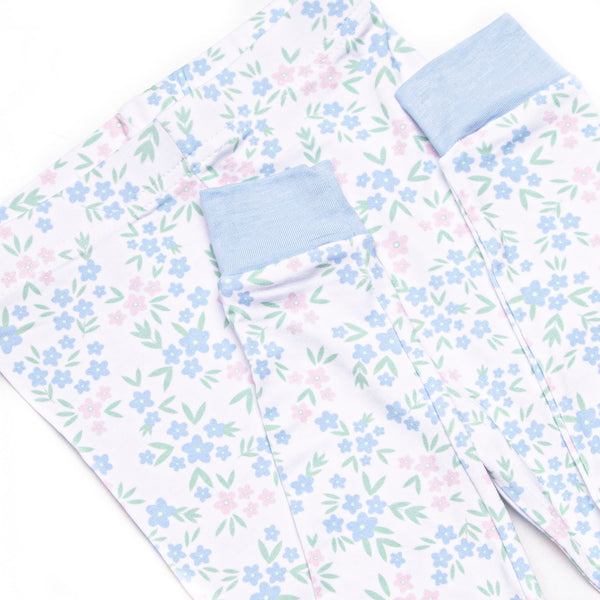 Rosette Blooms Bamboo Pajama Set, Blue