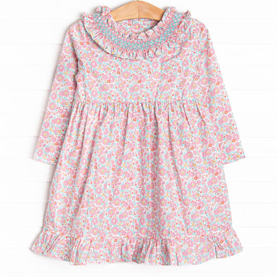 Frannie Floral Smocked Dress, Pink