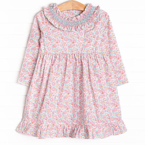 Frannie Floral Smocked Dress, Pink