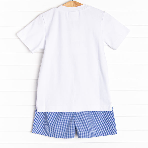 Mr. Maverick Smocked Short Set, Blue