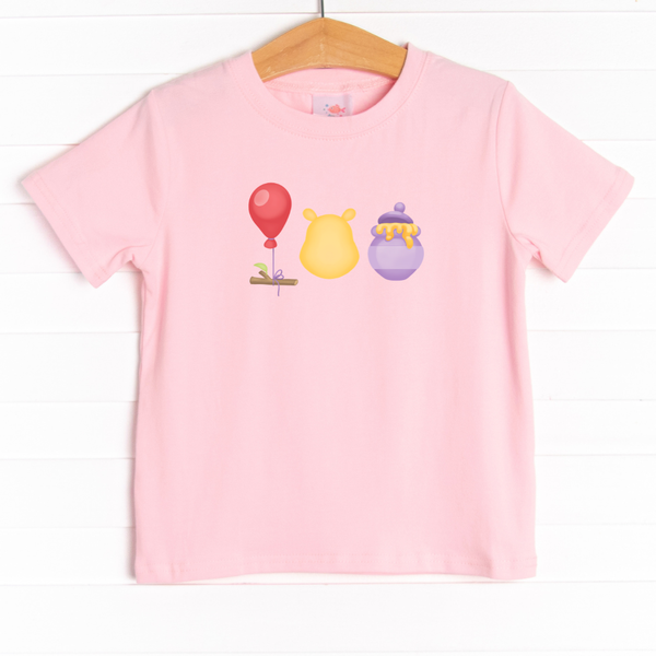 The tee is featured in four colors: Ballerina Pink, White, Heather Gray, and Soft Blue.