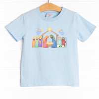  The tee is featured in four colors: Heather Gray, Soft Blue, Ballerina Pink, and White. 