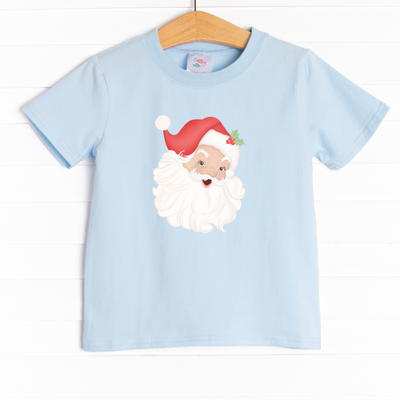 he tee is featured in four colors: Heather Gray, Soft Blue, Ballerina Pink, and White. 