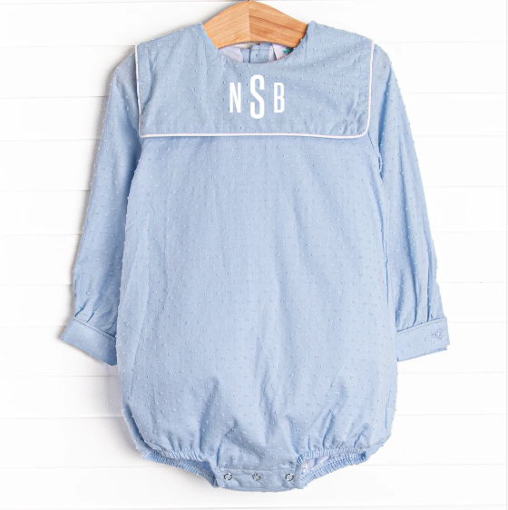 No Blue Days Swiss Dot Boy Bubble, Blue