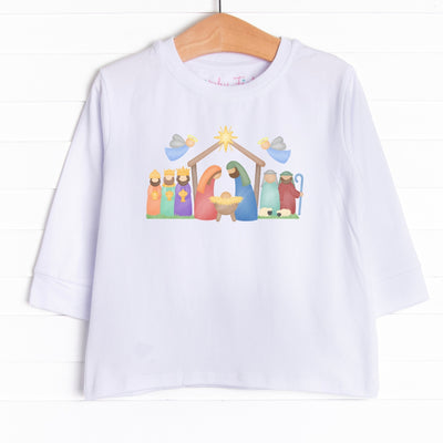 The tee is featured in six colors: Heather Gray, Soft Blue, Navy Blue, Ballerina Pink, Red, and White.