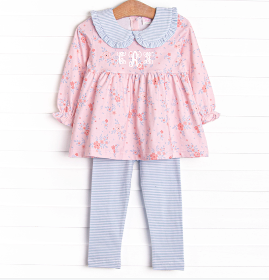 Pink Magnolia Petals Legging Set, Pink