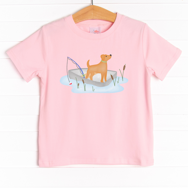 Girl's Four Legged Fishing Graphic T-Shirt in White Size YL (14-16) | Stitchy Fish