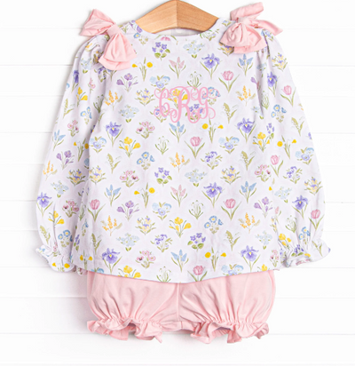 Vintage Vines Long Sleeve Bloomer Set, Pink