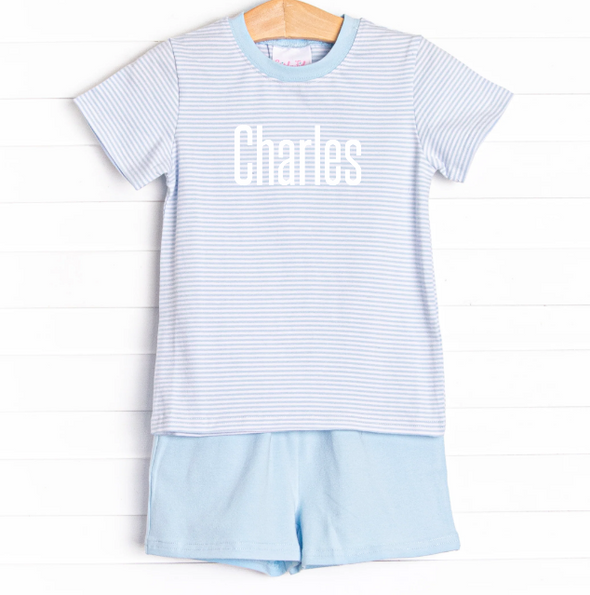 Charles Short Set, Light Blue Stripe