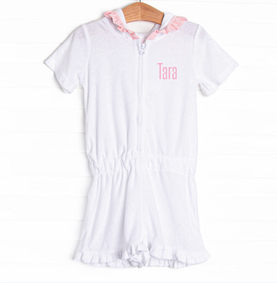 Terry Cloth Short Romper, White
