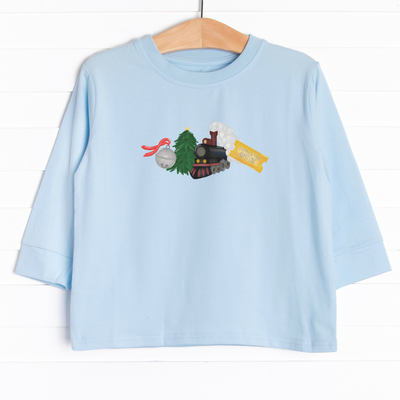 The tee is featured in six colors: Heather Gray, Soft Blue, Navy Blue, Red, Ballerina Pink, and White.