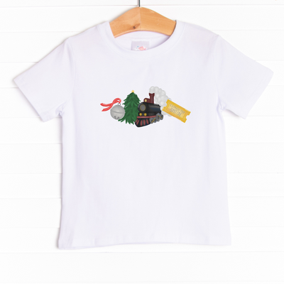  The tee is featured in four colors: Heather Gray, Soft Blue, Ballerina Pink, and White. 