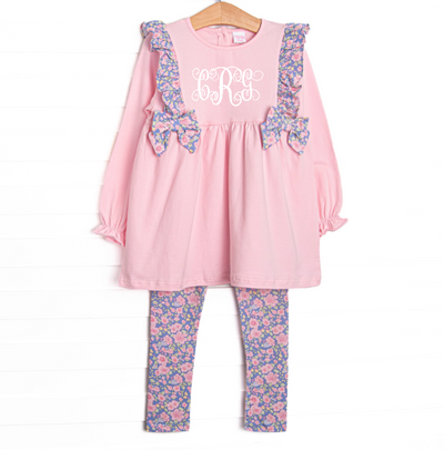 Pop of Posies Side Tie Legging Set, Pink