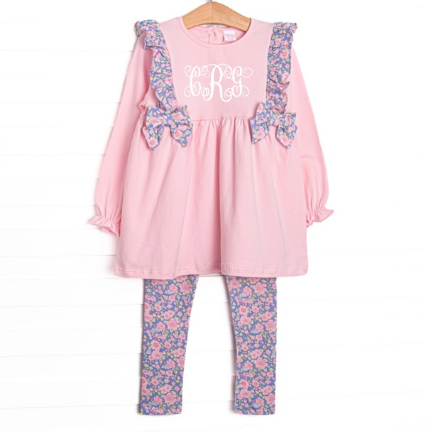 Pop of Posies Side Tie Legging Set, Pink