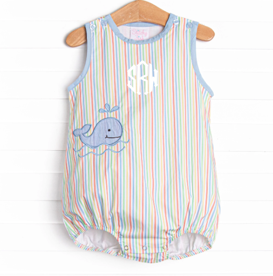 Rainbow Waves Applique Bubble, Blue