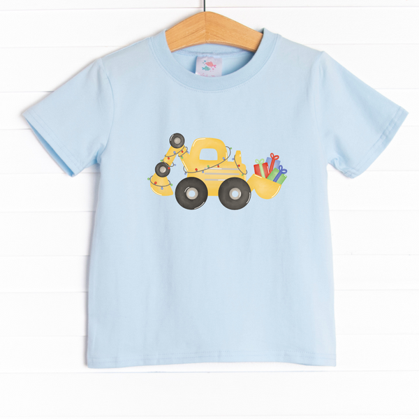  The tee is featured in four colors: Heather Gray, Soft Blue, Ballerina Pink, and White. 