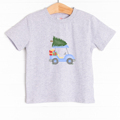 The tee is featured in four colors: Heather Gray, Soft Blue, Ballerina Pink, and White