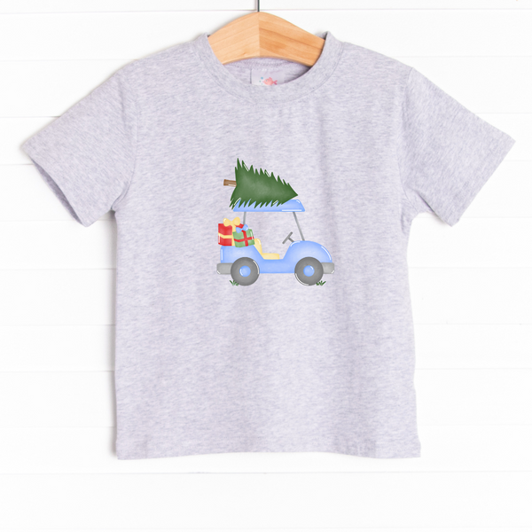 The tee is featured in four colors: Heather Gray, Soft Blue, Ballerina Pink, and White