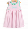 Louise Pima Dress, Mint and Light Pink Stripe