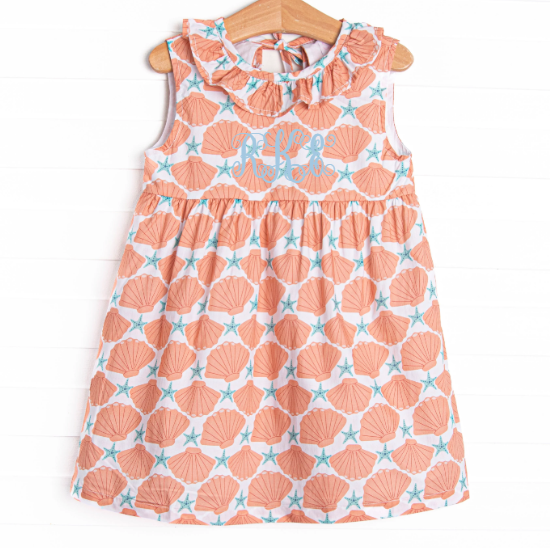 Seashore Shells Dress, Orange