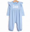 Gracie Romper, Medium Blue Stripe