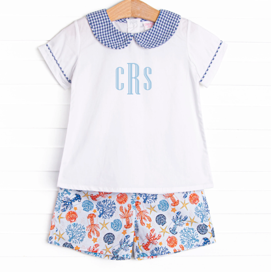Coral Reef Crustacean Short Set, Blue