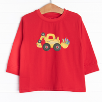 The tee is featured in six colors: Heather Gray, Soft Blue, Navy Blue, Red, Ballerina Pink, and White.