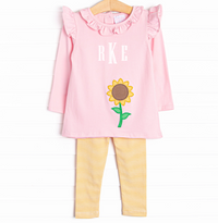 Stand Tall Stems Applique Legging Set, Yellow
