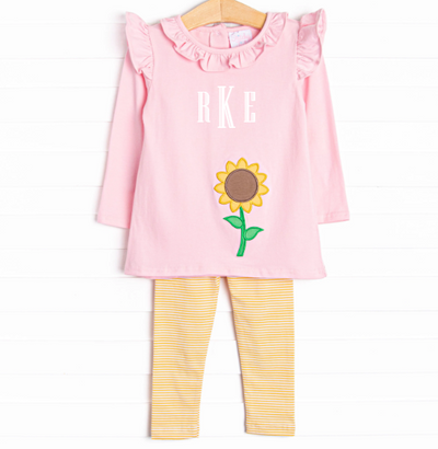 Stand Tall Stems Applique Legging Set, Yellow