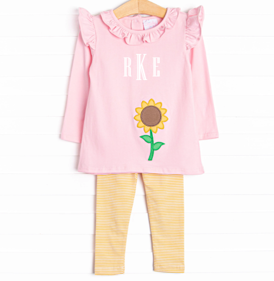 Stand Tall Stems Applique Legging Set, Yellow