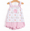 Corgi on the Coast Ruffle Short Set, Pink