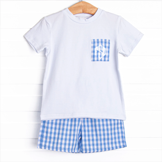 Alex Short Set, Blue Gingham