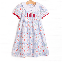 Apple Blossom Bows Dress, Blue