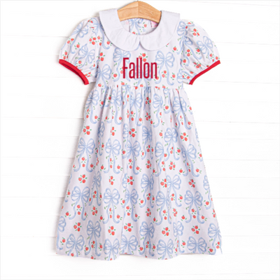 Apple Blossom Bows Dress, Blue
