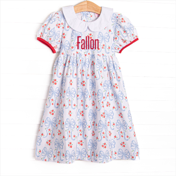 Apple Blossom Bows Dress, Blue