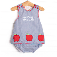 Apple Orchard Applique Diaper Set, Navy