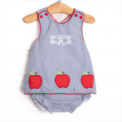 Apple Orchard Applique Diaper Set, Navy