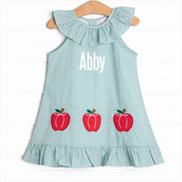 Apples to Apples Applique Ruffle Dress, Green