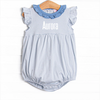 Aurora Angel Sleeve Pima Bubble, Light Blue Stripe