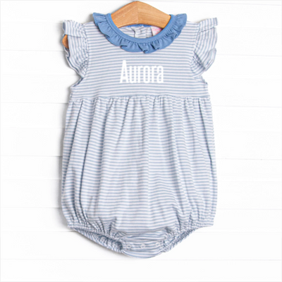Aurora Angel Sleeve Pima Bubble, Light Blue Stripe