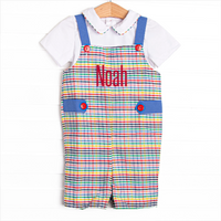 Back to School Plaid Shortall, Blue