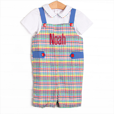 Back to School Plaid Shortall, Blue