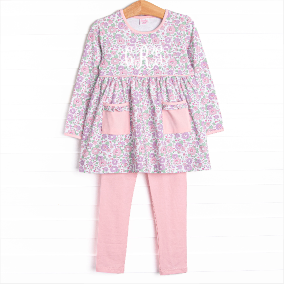 Bellflower Beauty Legging Set, Pink Floral