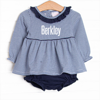 Berkley Long Sleeve Diaper Set, Navy Stripe