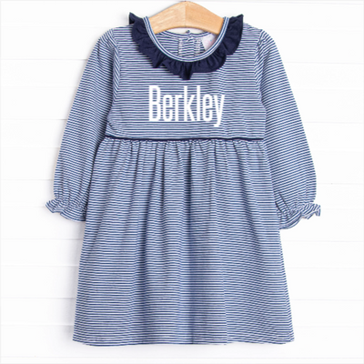 Berkley Long Sleeve Dress, Navy Stripe