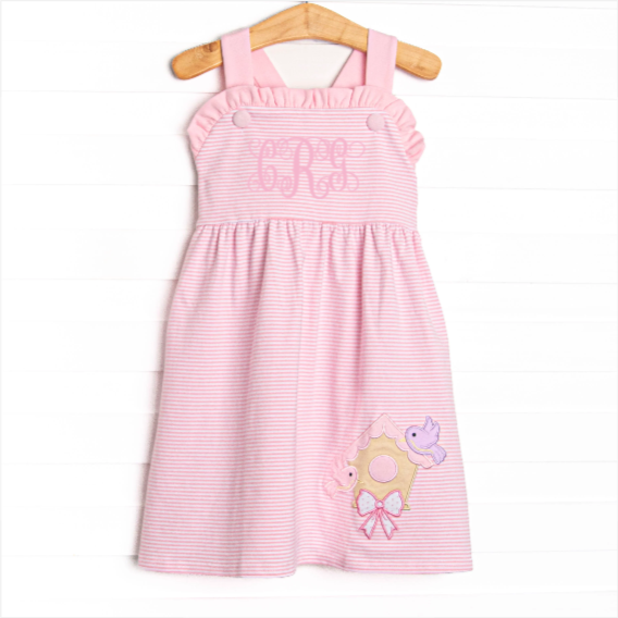 Birdhouse Beauty Applique Dress, Pink