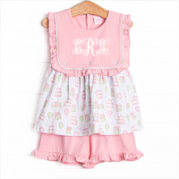 Birthday Party Ruffle Short Set, Pink