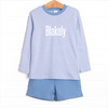 Blakely Pima Long Sleeve Short Set, Blue