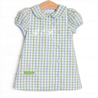Bleu: Bexley Bay Embroidered Dress, Blue and Green Plaid