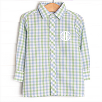 Bleu: Brixton Bay Button-Up Shirt, Blue and Green Plaid